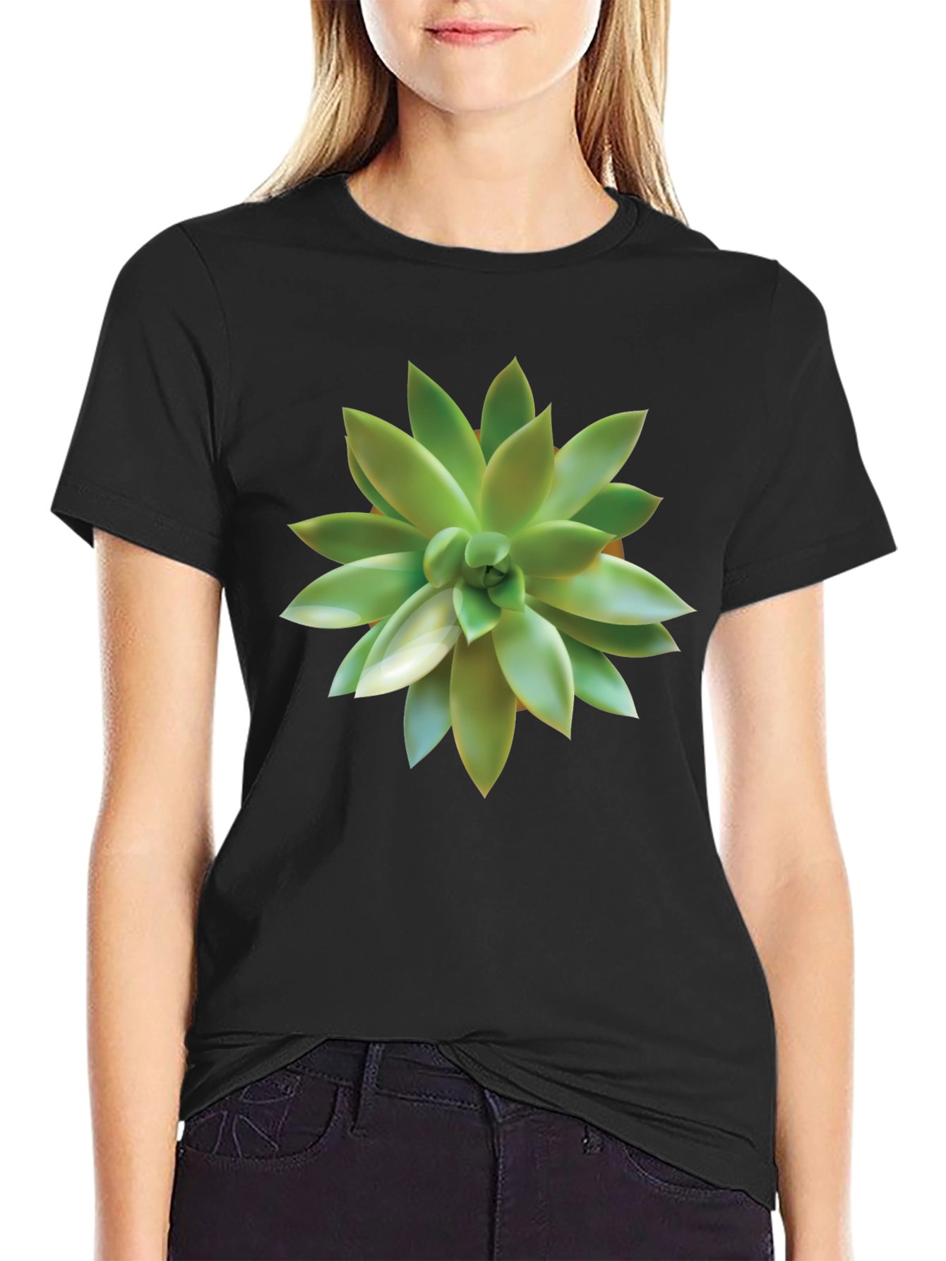 Succulent Graphic Black T-Shirt