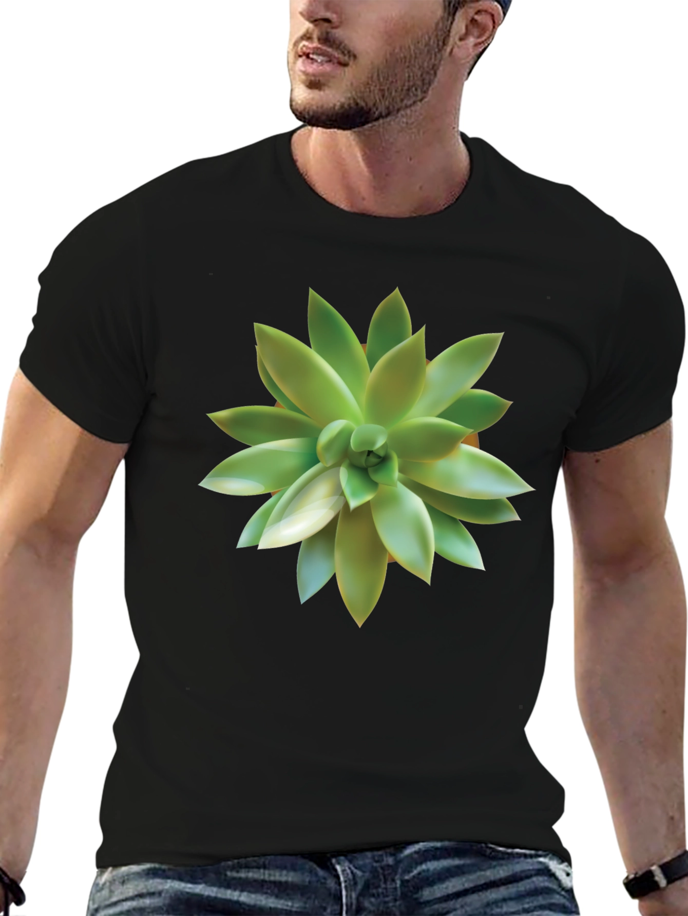 Succulent Graphic Black T-Shirt