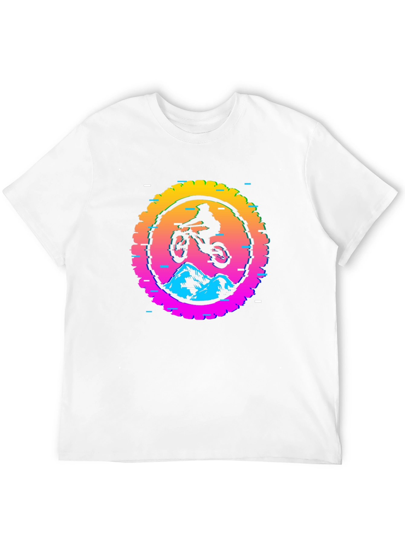 Mountain Biker Glitch Graphic Tee - Black