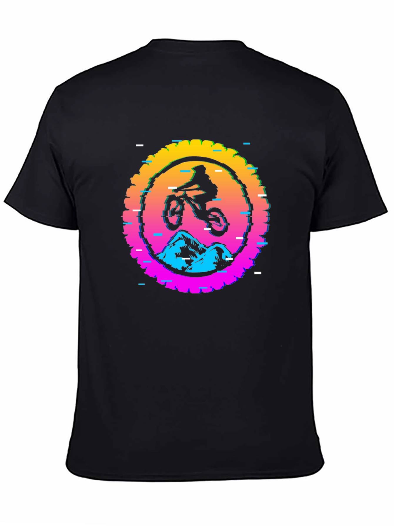 Mountain Biker Glitch Graphic Tee - Black