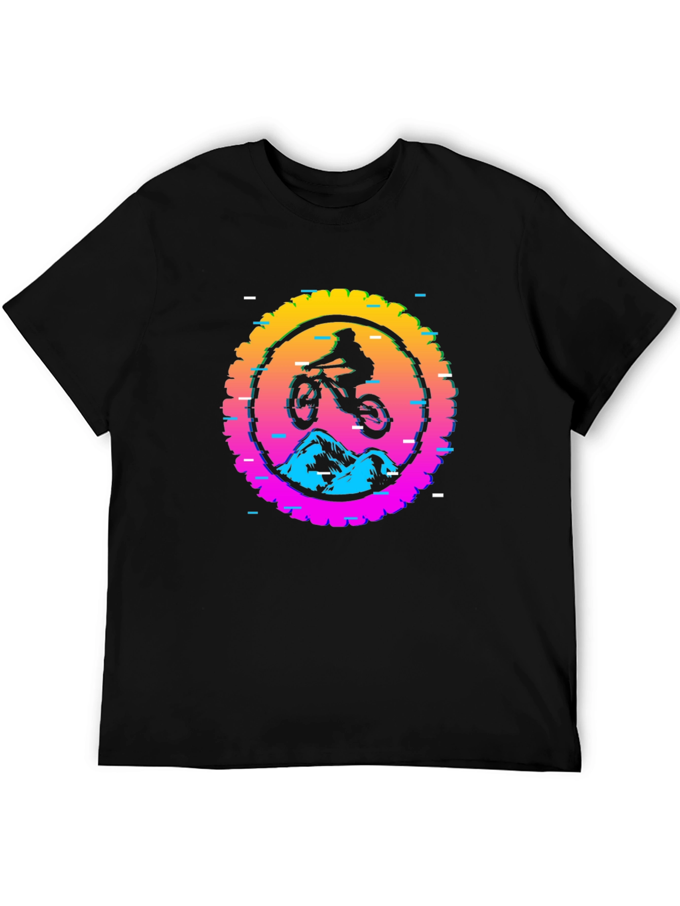 Mountain Biker Glitch Graphic Tee - Black