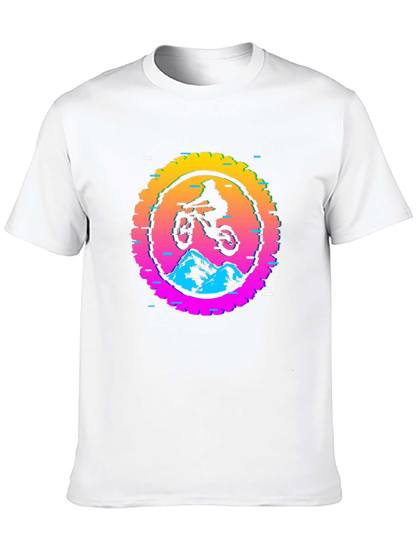 Mountain Biker Glitch Graphic Tee - Black
