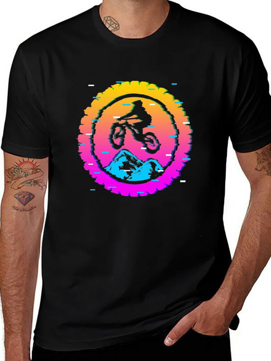 Mountain Biker Glitch Graphic Tee - Black