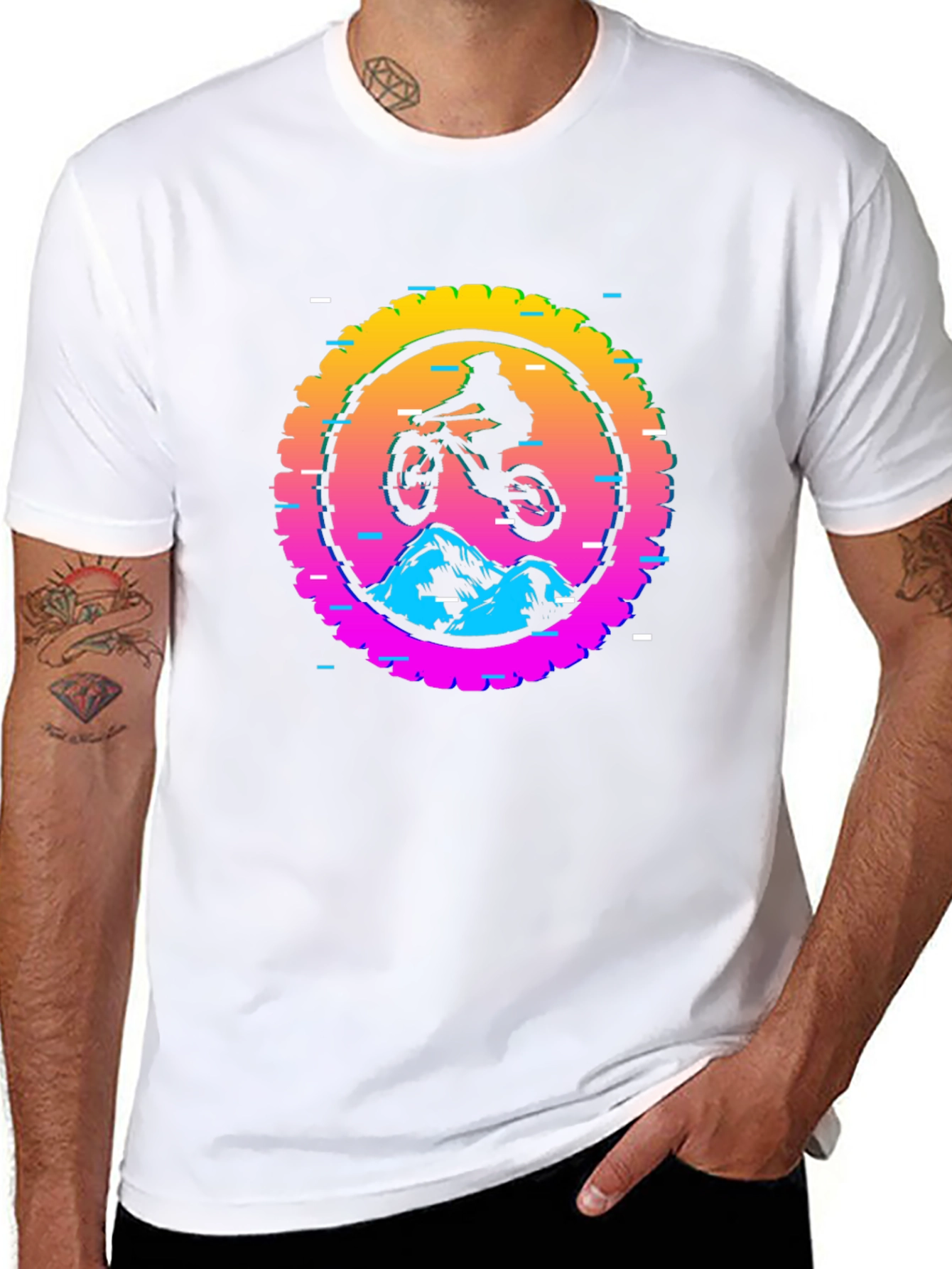 Mountain Biker Glitch Graphic Tee - Black