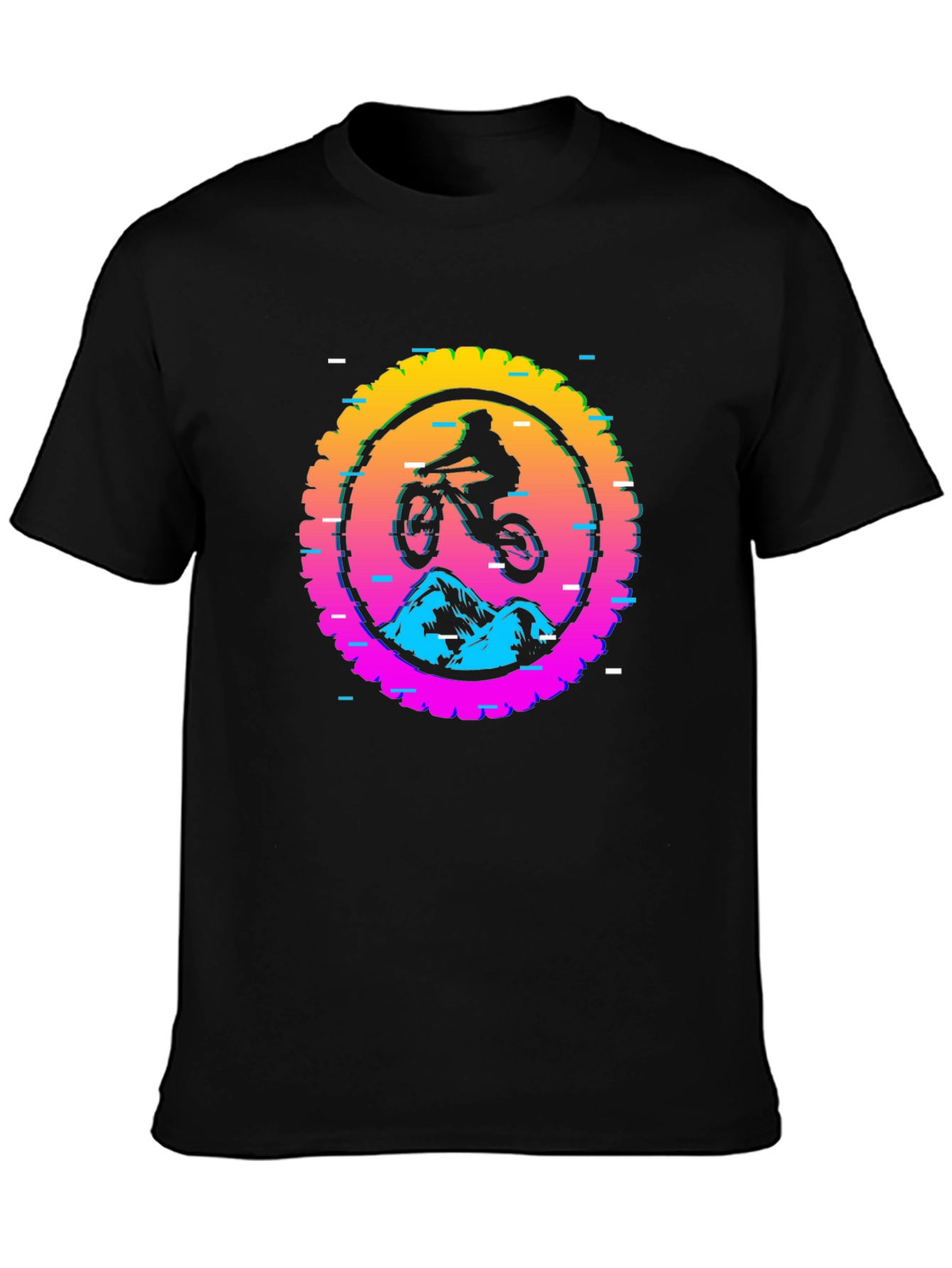 Mountain Biker Glitch Graphic Tee - Black