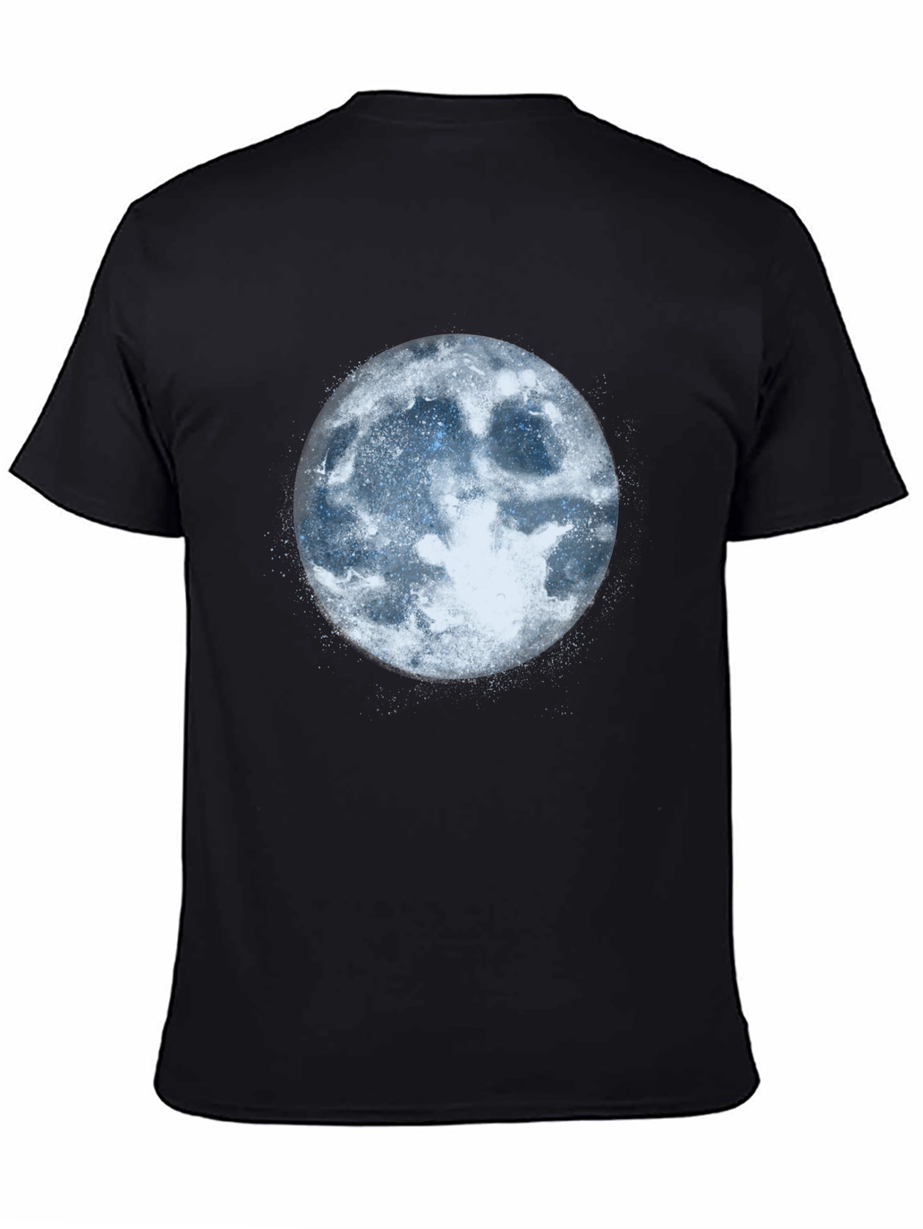 Mens Black T-Shirt with Moon Graphic