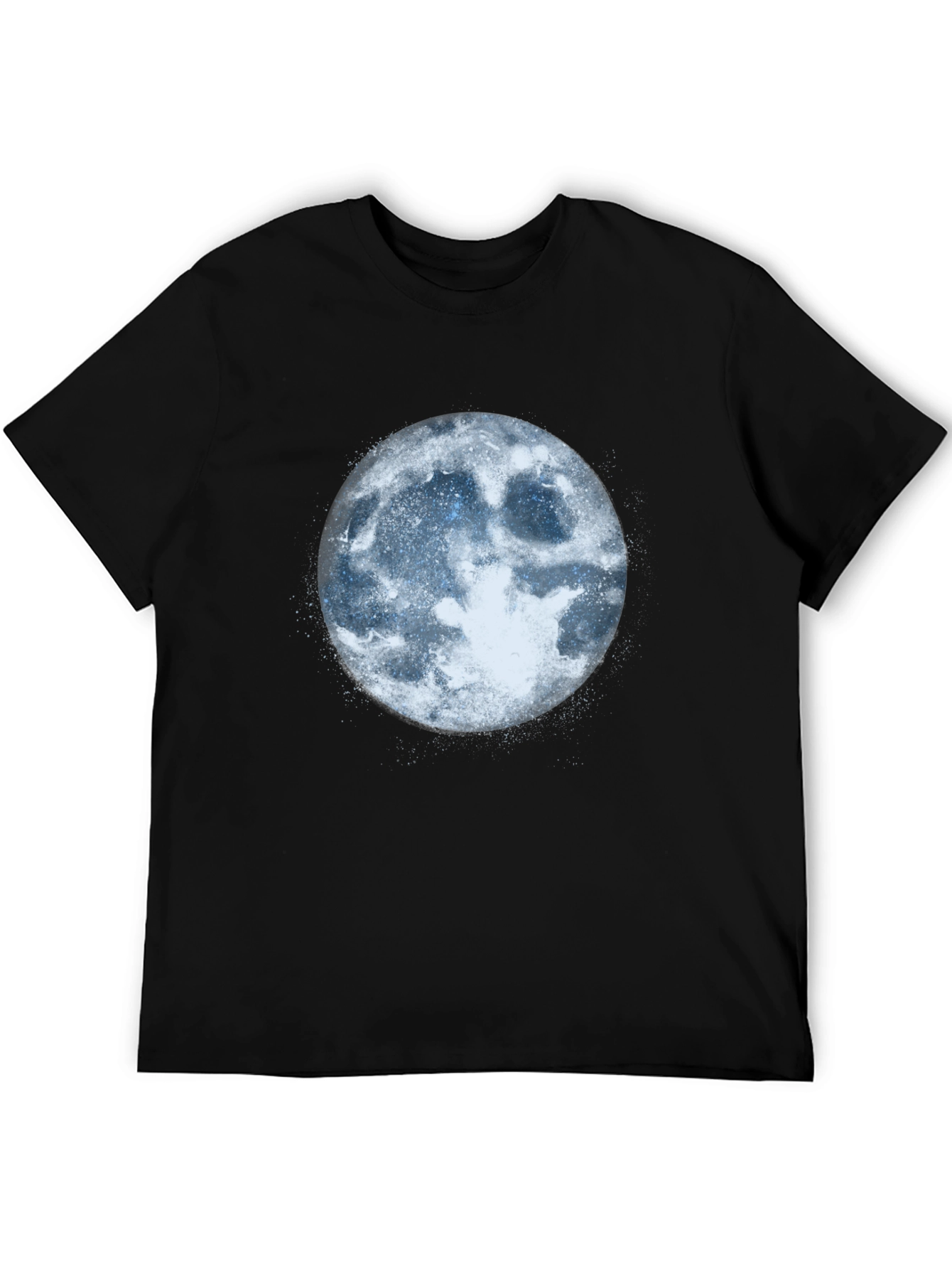 Mens Black T-Shirt with Moon Graphic