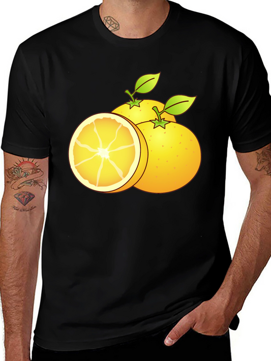 Citrus Fruit Graphic T-Shirt - Black Cotton Tee