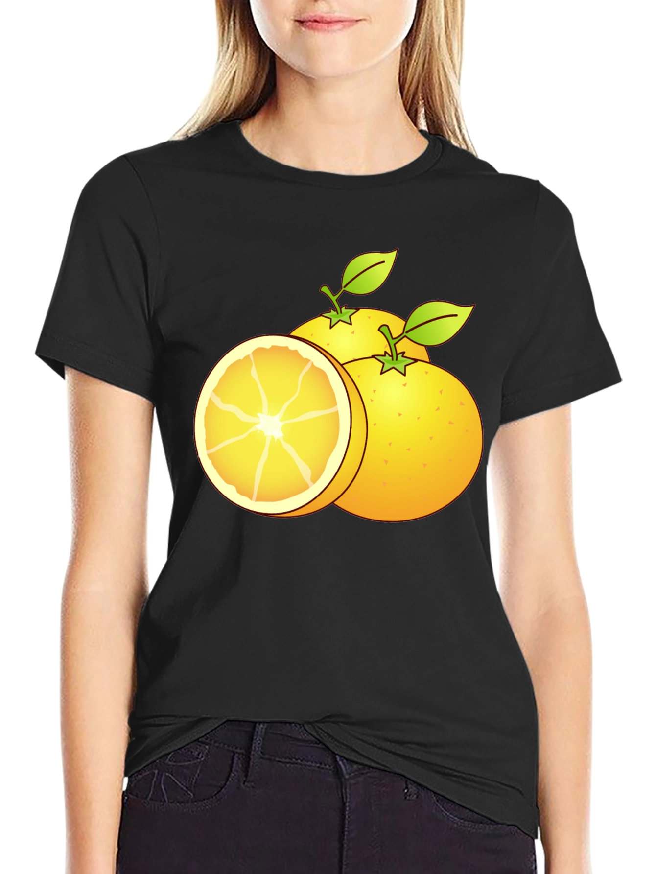 Citrus Fruit Graphic T-Shirt - Black Cotton Tee