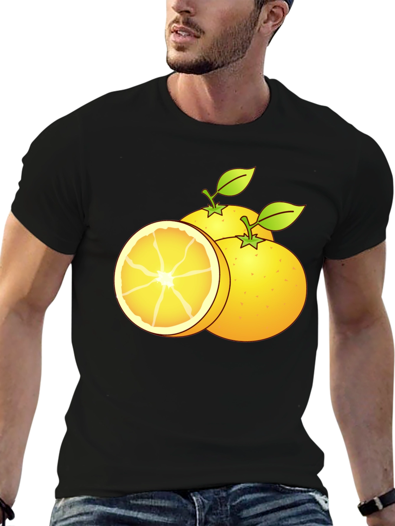 Citrus Fruit Graphic T-Shirt - Black Cotton Tee