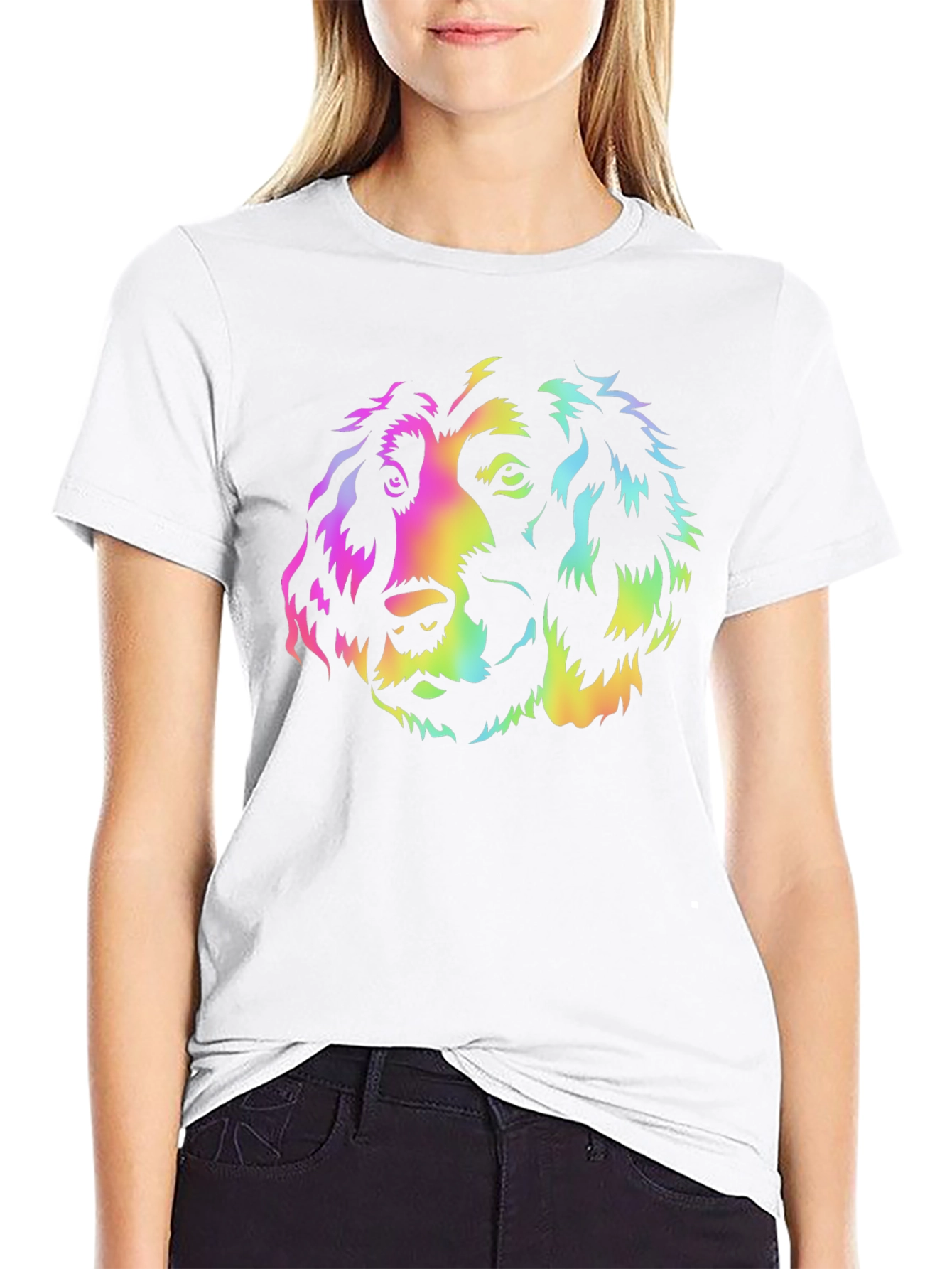 Rainbow Dog Graphic Black T-Shirt