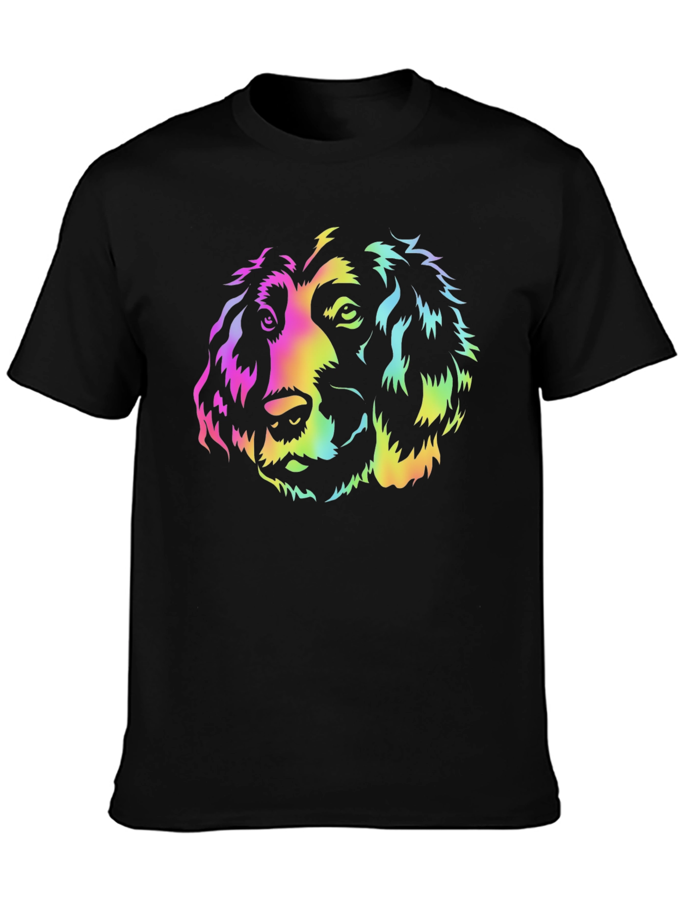 Rainbow Dog Graphic Black T-Shirt