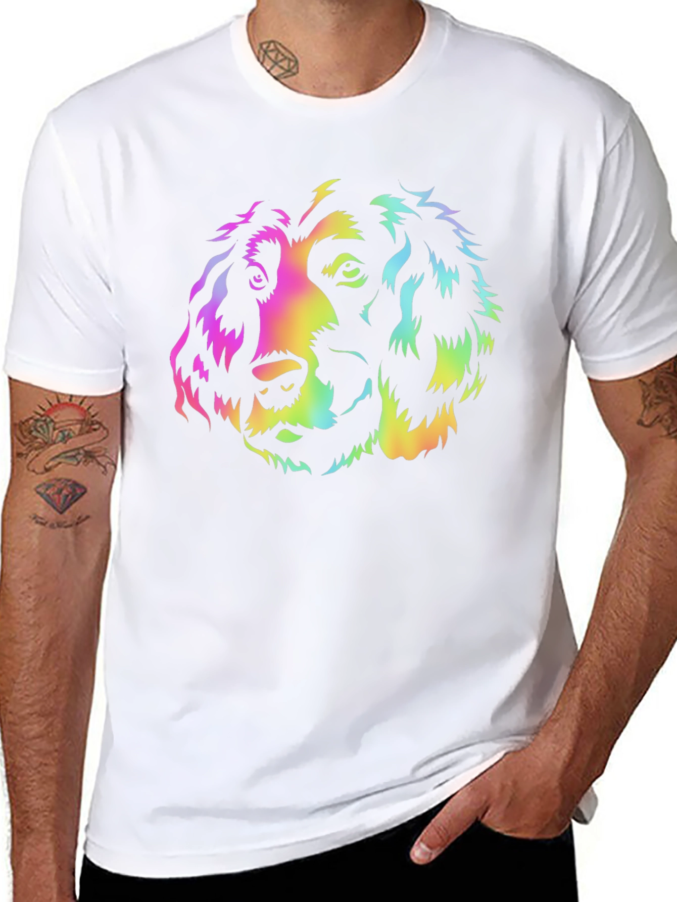Rainbow Dog Graphic Black T-Shirt