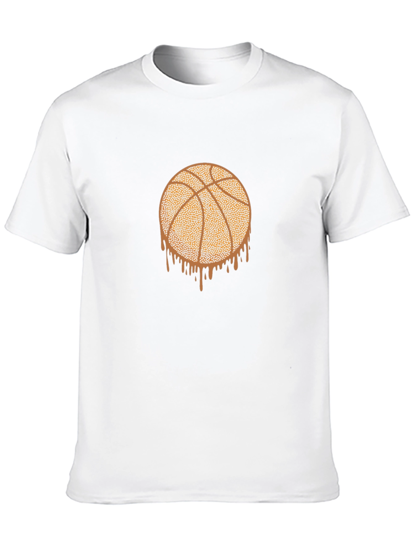 Dripping Basketball Graphic Tee - Black Cotton T-Shirt