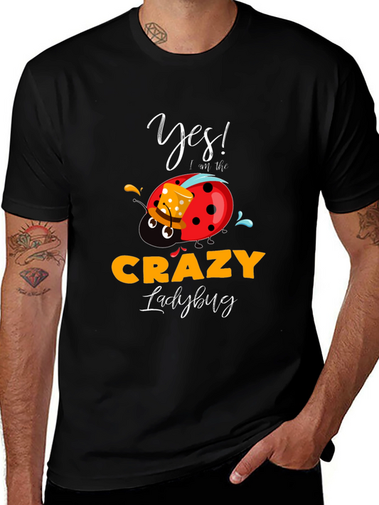Crazy Ladybug Graphic T-Shirt Funny Novelty Tee