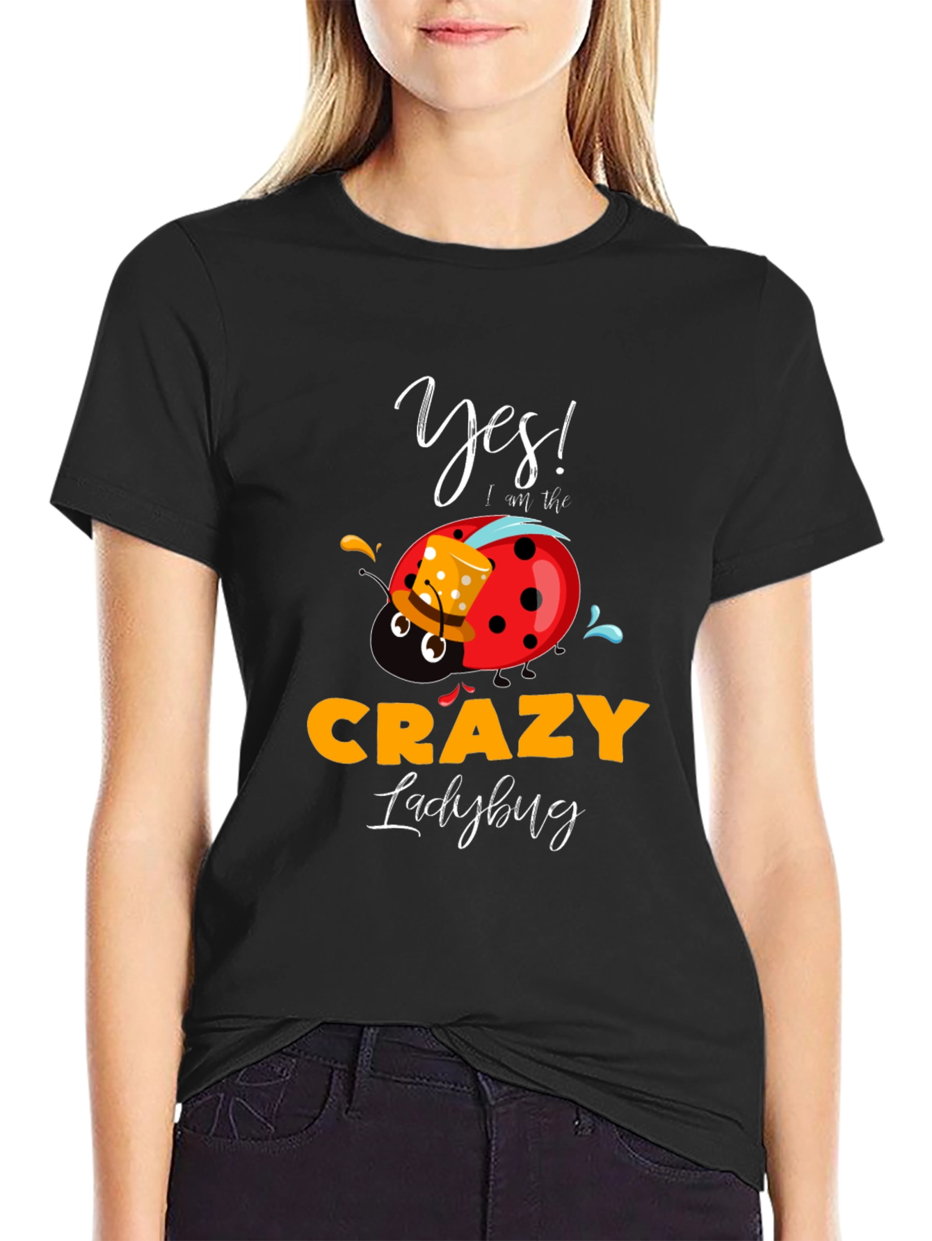 Crazy Ladybug Graphic T-Shirt Funny Novelty Tee
