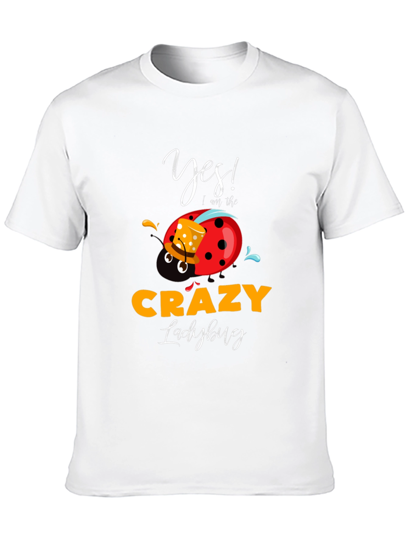 Crazy Ladybug Graphic T-Shirt Funny Novelty Tee