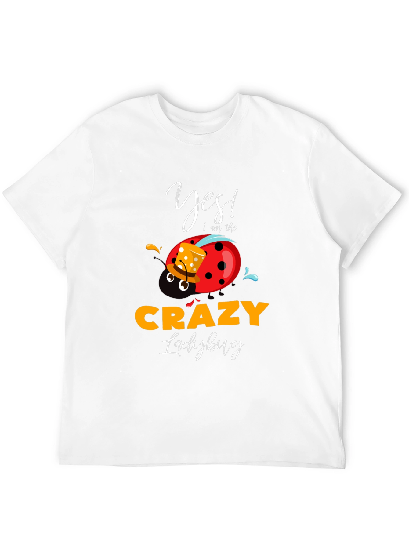 Crazy Ladybug Graphic T-Shirt Funny Novelty Tee