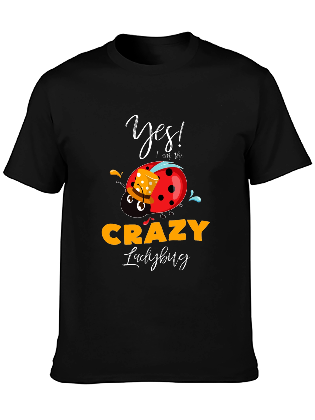 Crazy Ladybug Graphic T-Shirt Funny Novelty Tee
