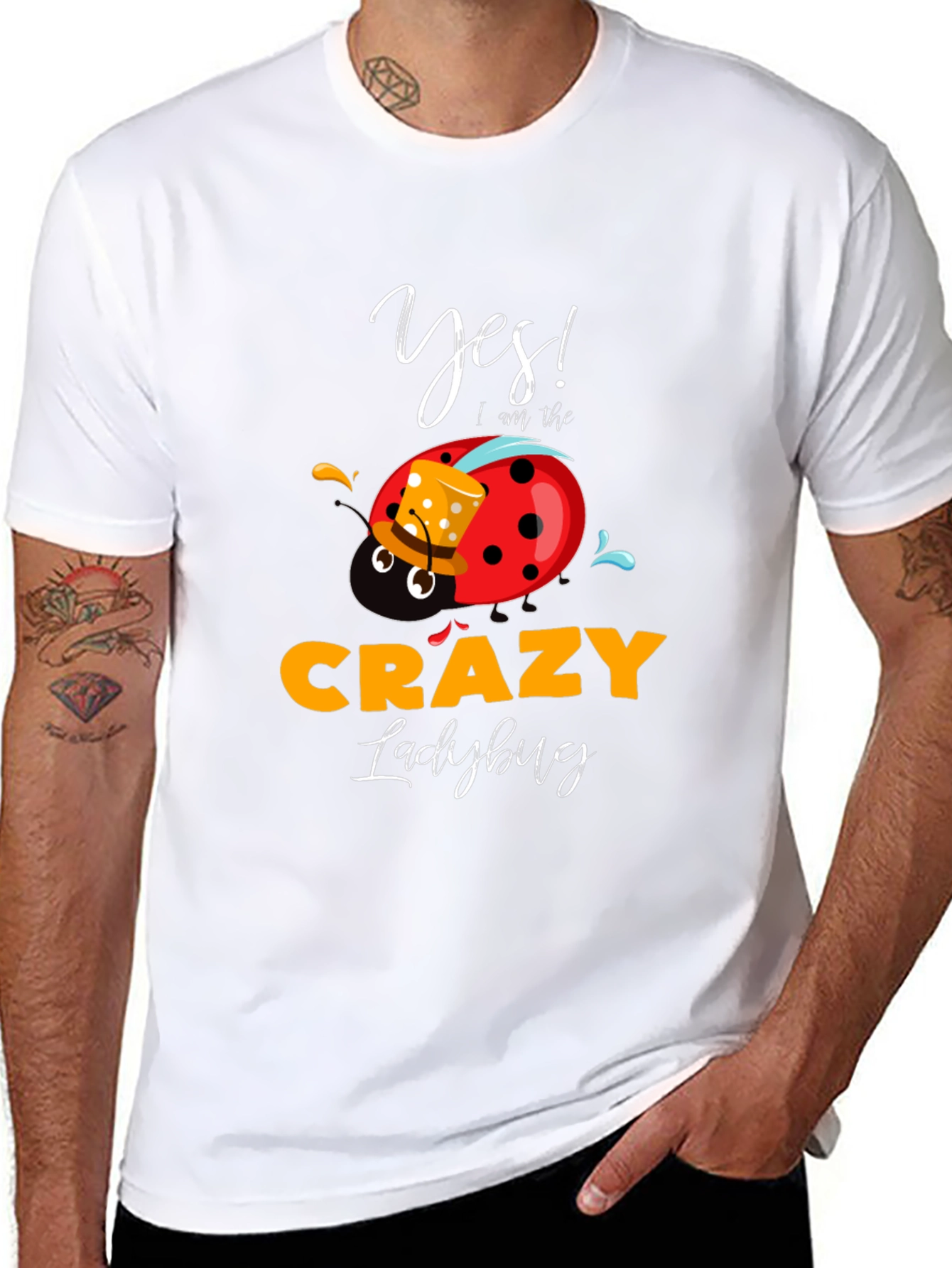 Crazy Ladybug Graphic T-Shirt Funny Novelty Tee
