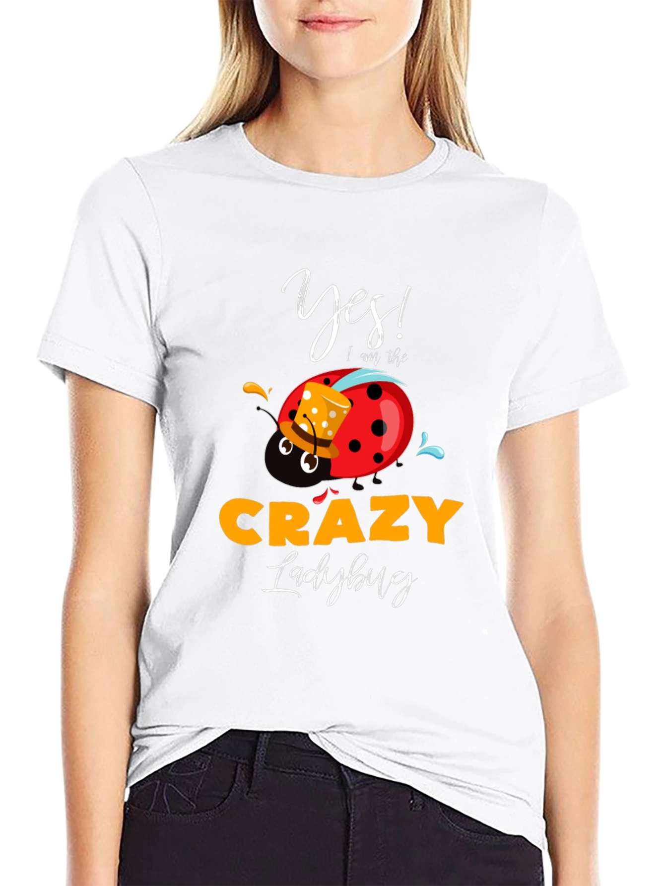 Crazy Ladybug Graphic T-Shirt Funny Novelty Tee