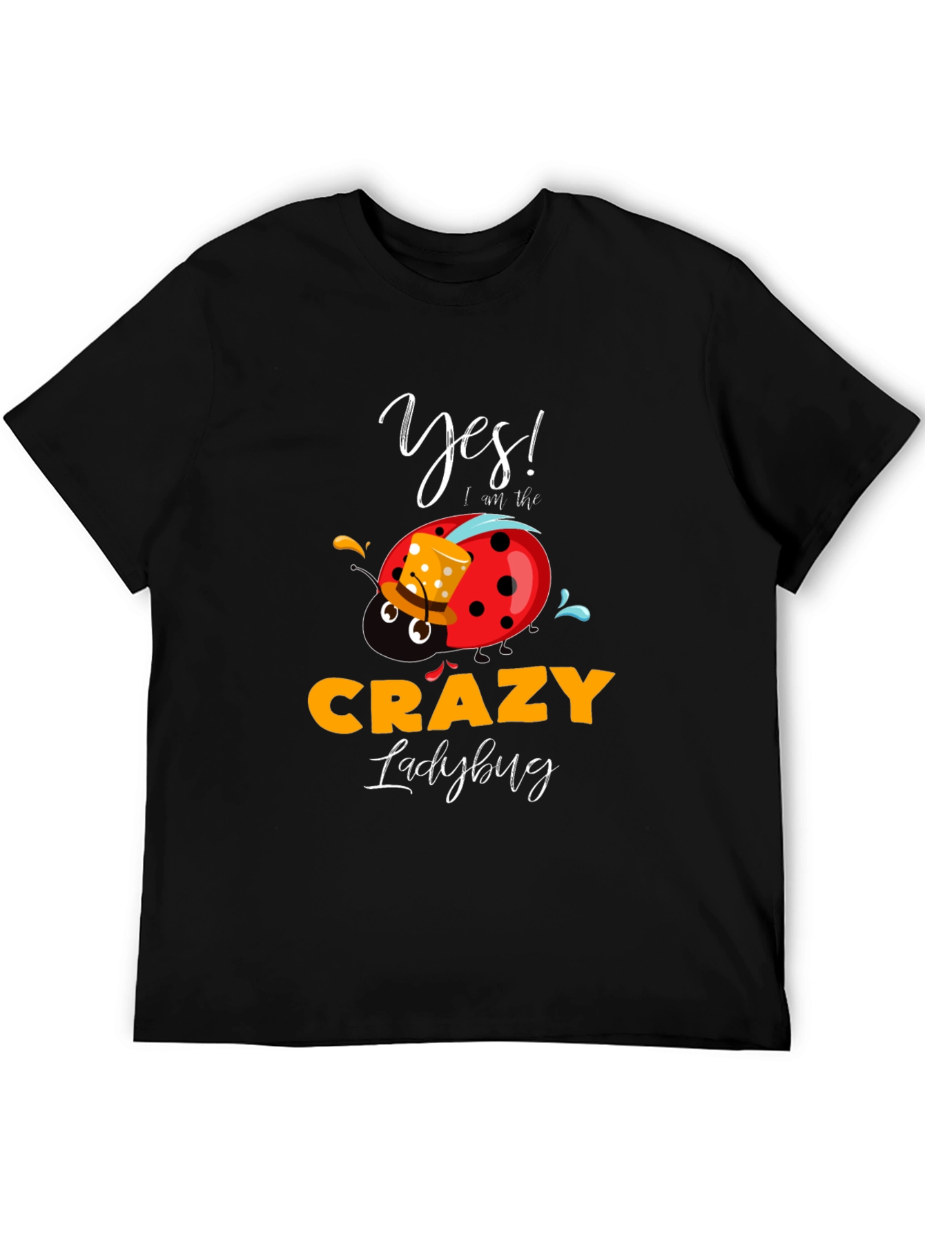 Crazy Ladybug Graphic T-Shirt Funny Novelty Tee
