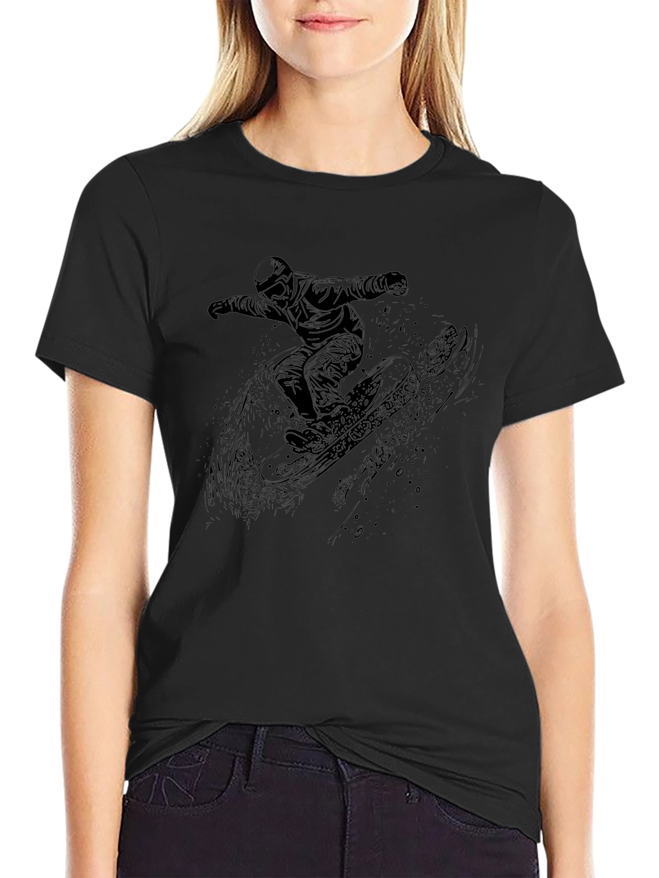 Black Snowboarder Graphic Tee - Ride in Style