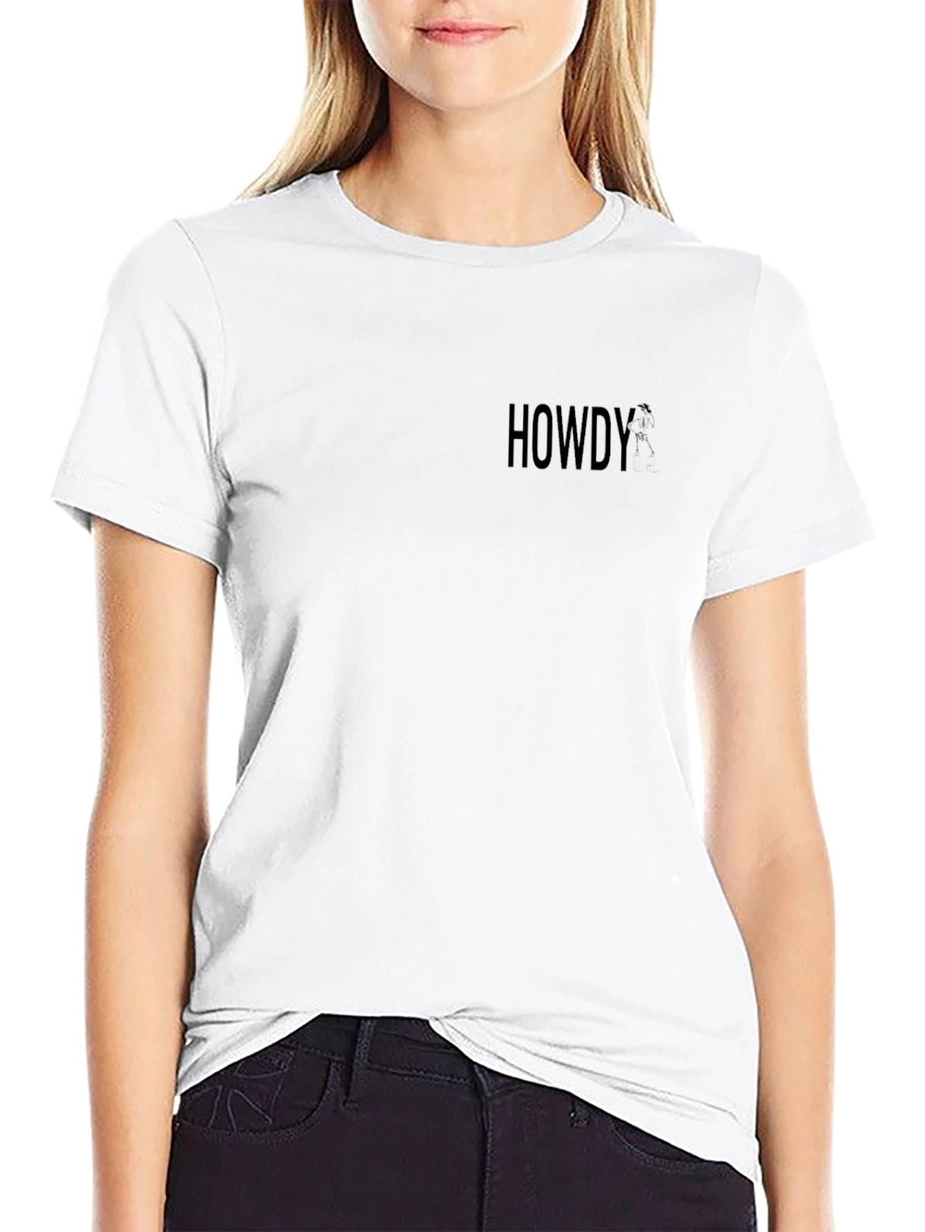 Mens Black Howdy Crew Neck T-Shirt