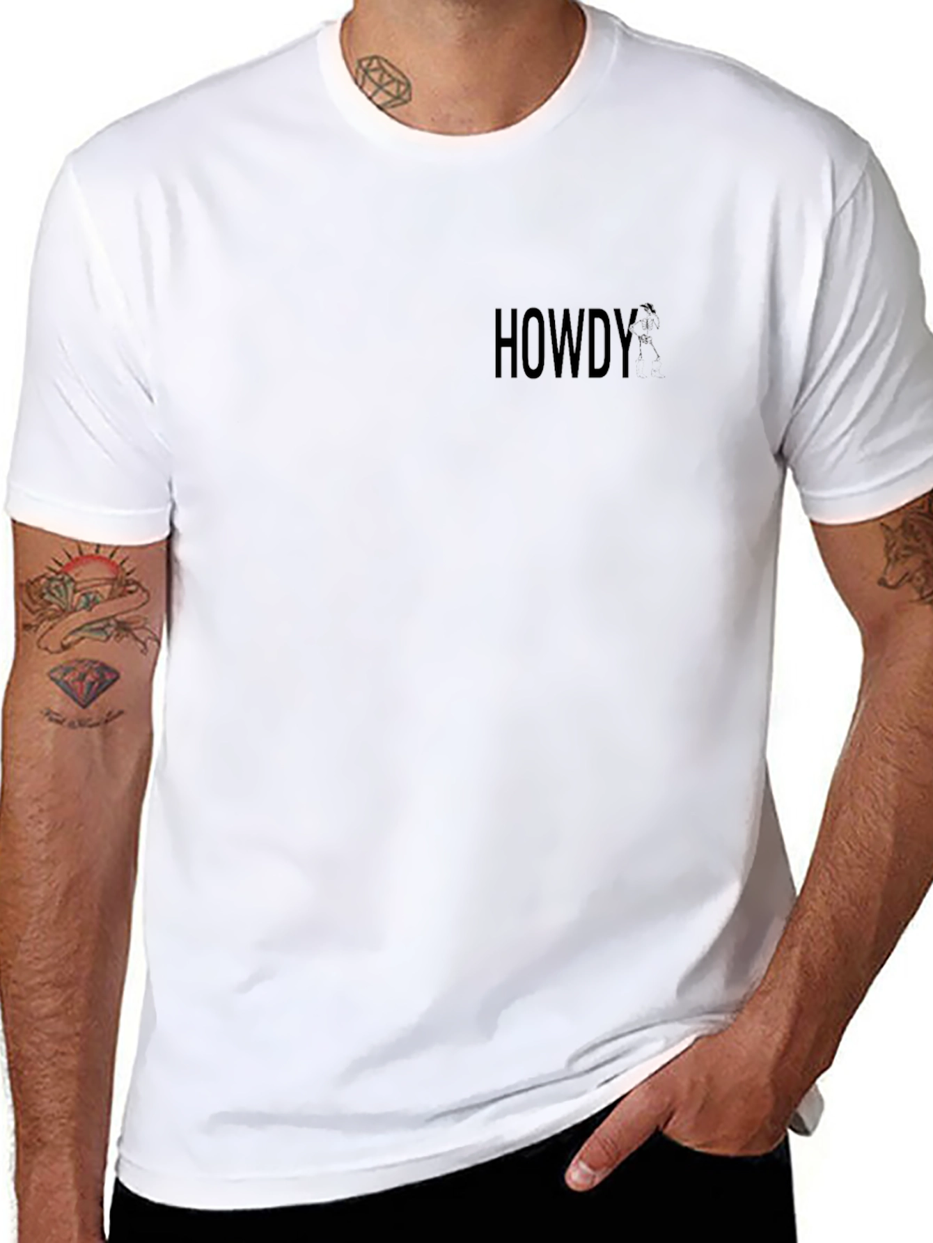 Mens Black Howdy Crew Neck T-Shirt