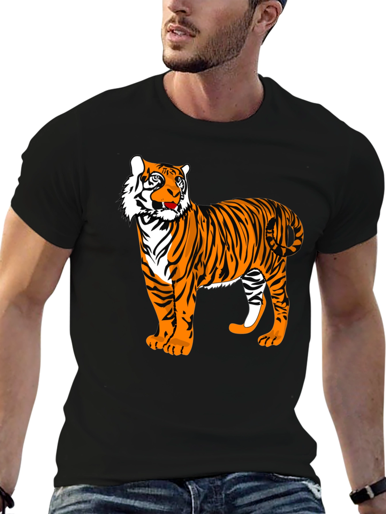 Tiger Graphic Tee - Bold Black Animal Print Shirt