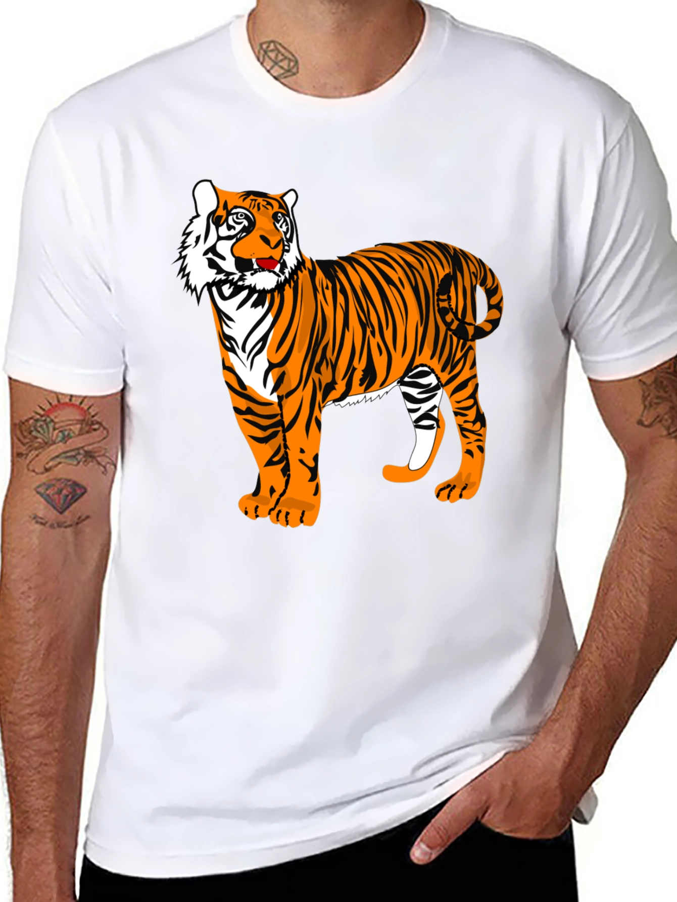 Tiger Graphic Tee - Bold Black Animal Print Shirt