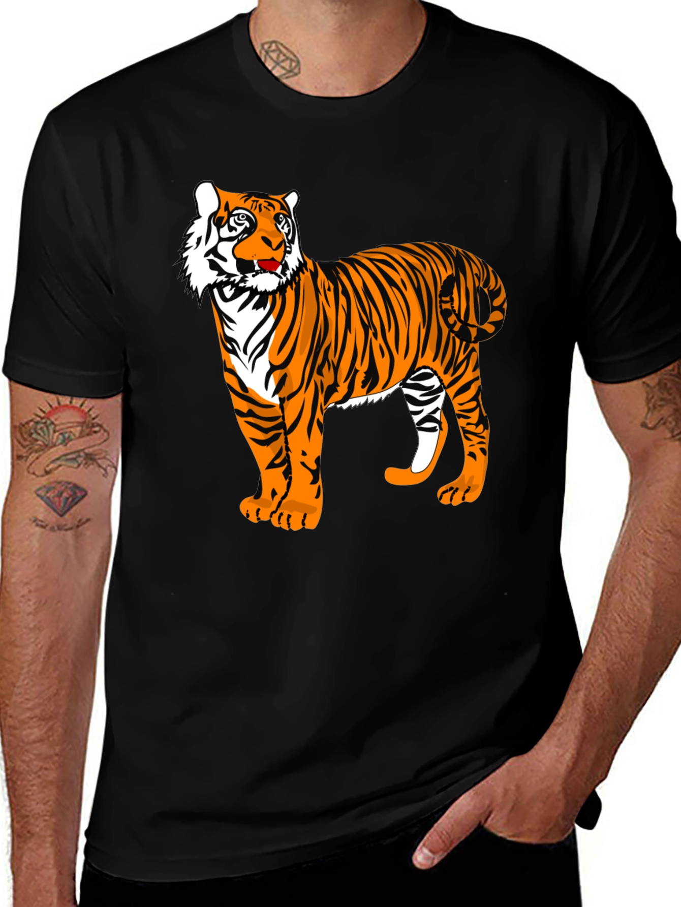 Tiger Graphic Tee - Bold Black Animal Print Shirt