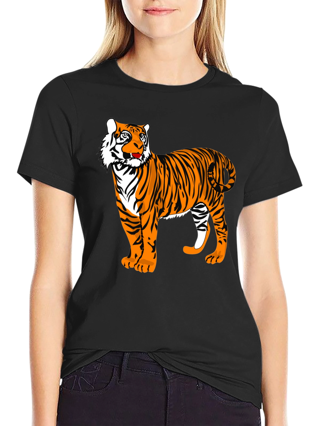 Tiger Graphic Tee - Bold Black Animal Print Shirt