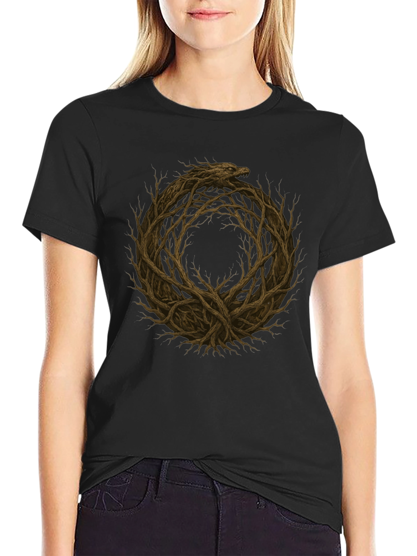 Ouroboros Tree Branch T-Shirt - Black