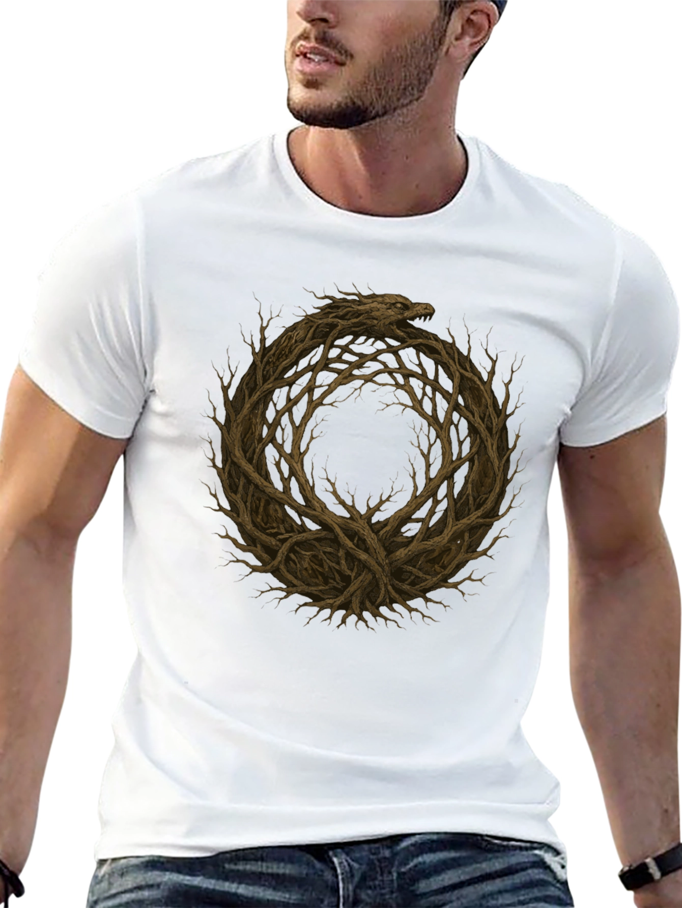 Ouroboros Tree Branch T-Shirt - Black