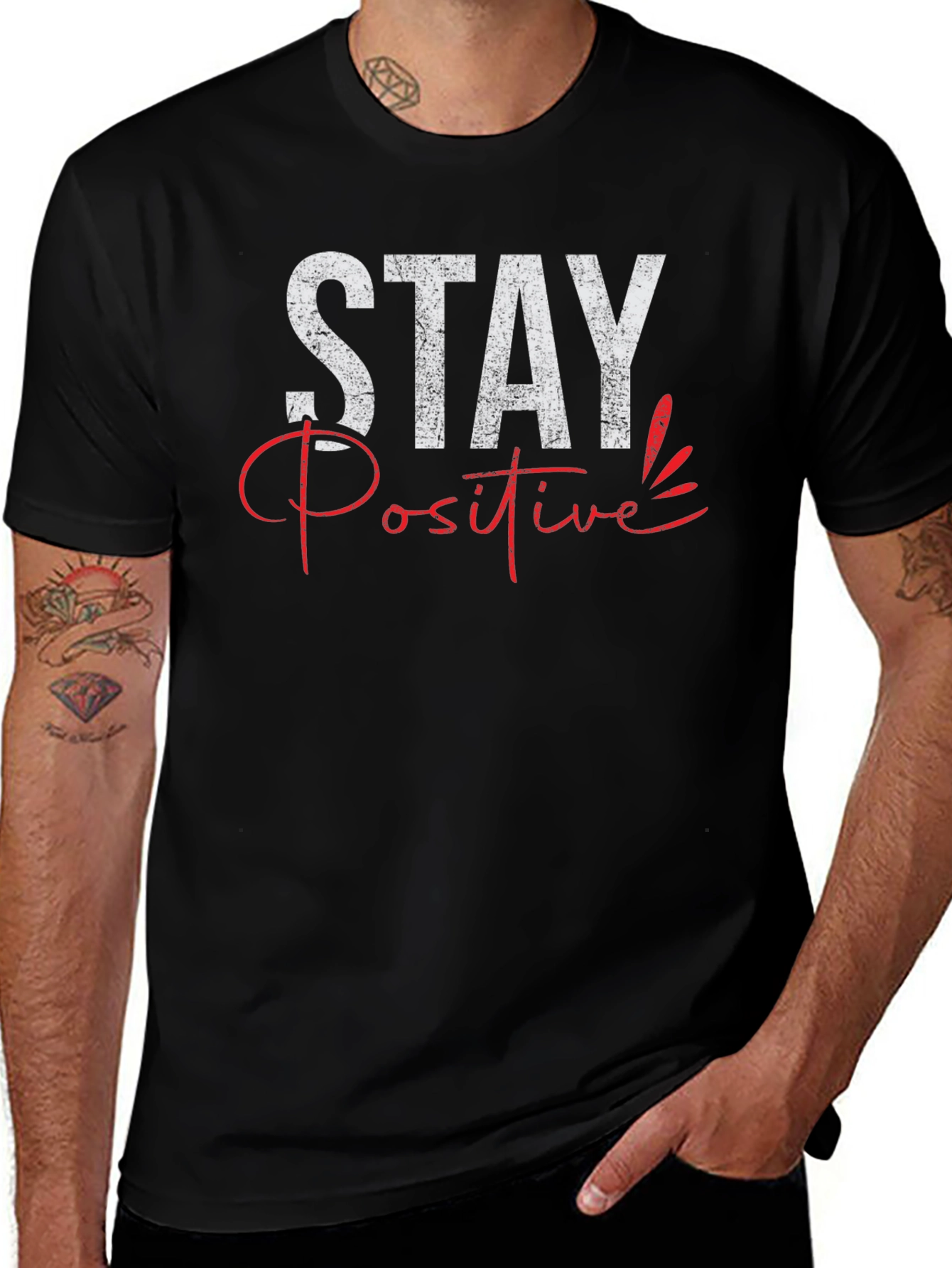 Stay Positive Graphic Tee - Trendy Mens T-Shirt