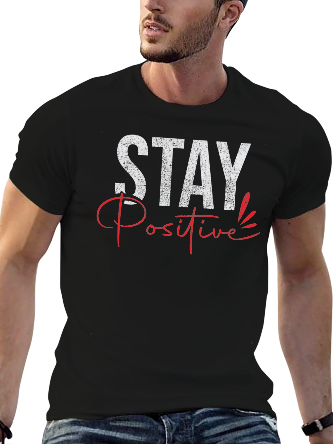 Stay Positive Graphic Tee - Trendy Mens T-Shirt
