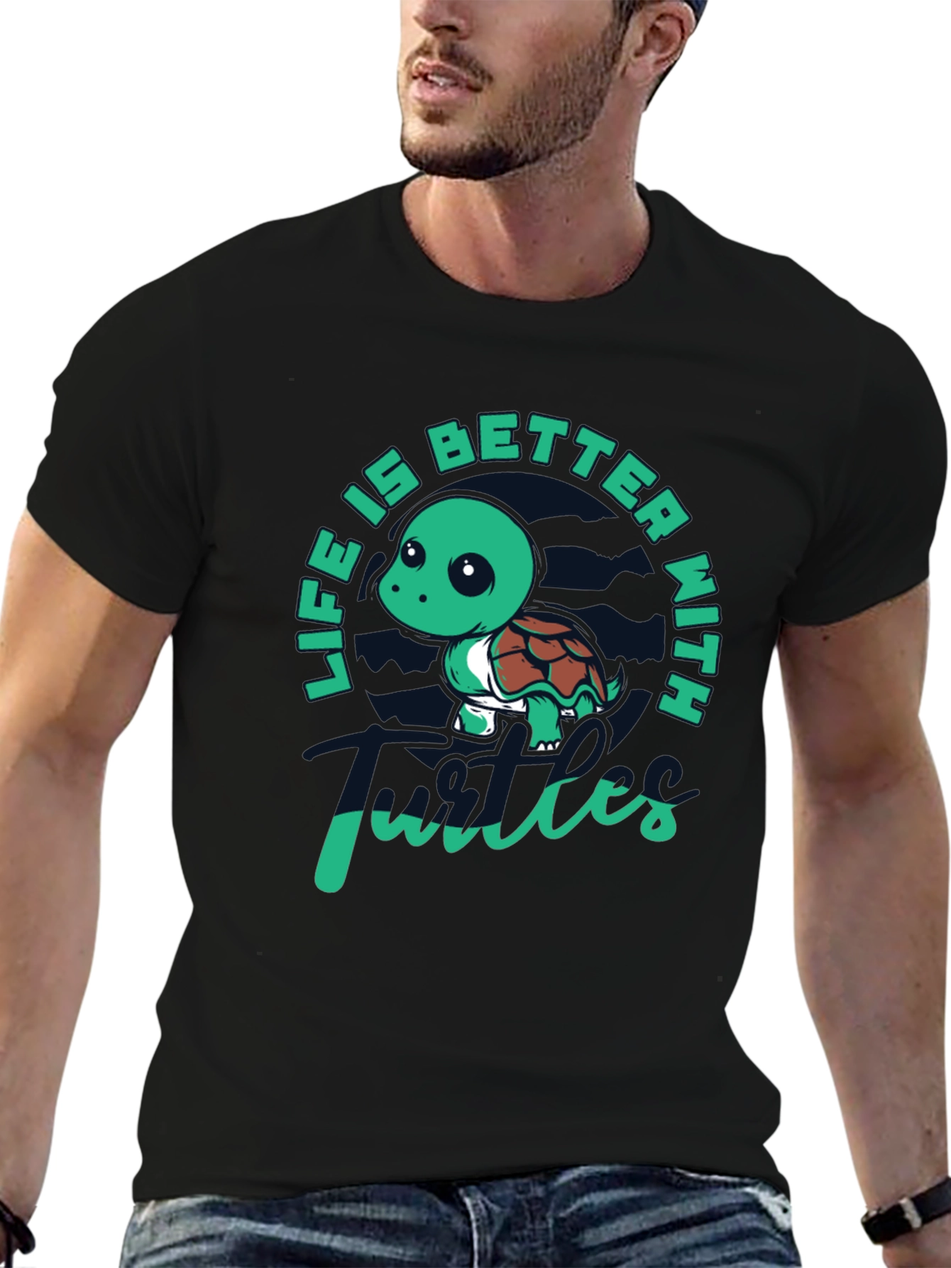 Life is Better with Turtles Black T-Shirt