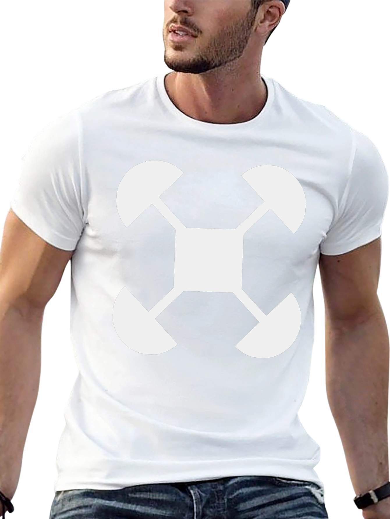 Abstract Graphic Tee - White Design on Black