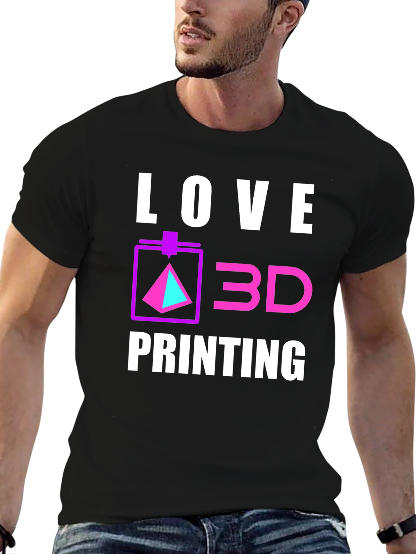 Love 3D Printing Black T-Shirt