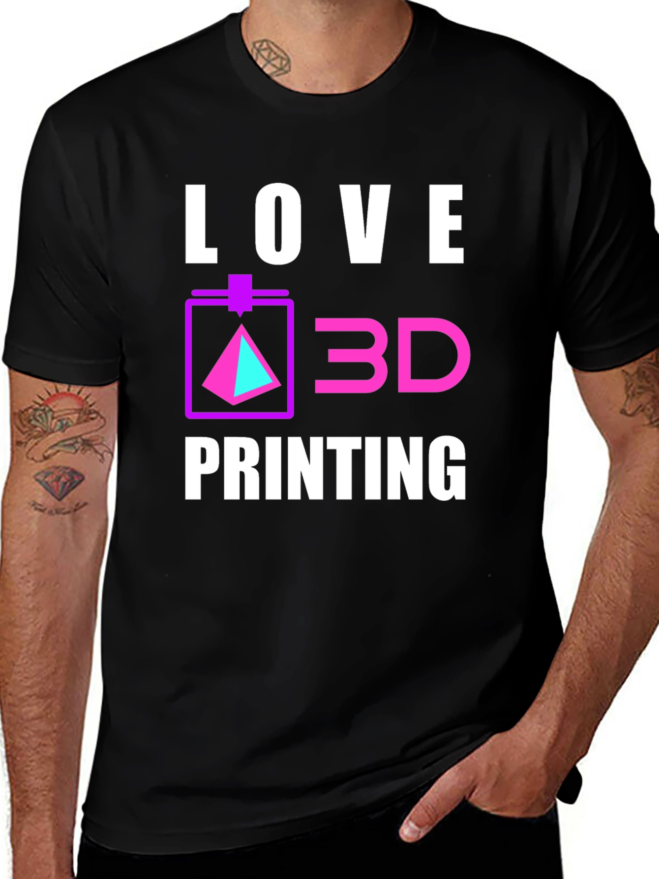 Love 3D Printing Black T-Shirt