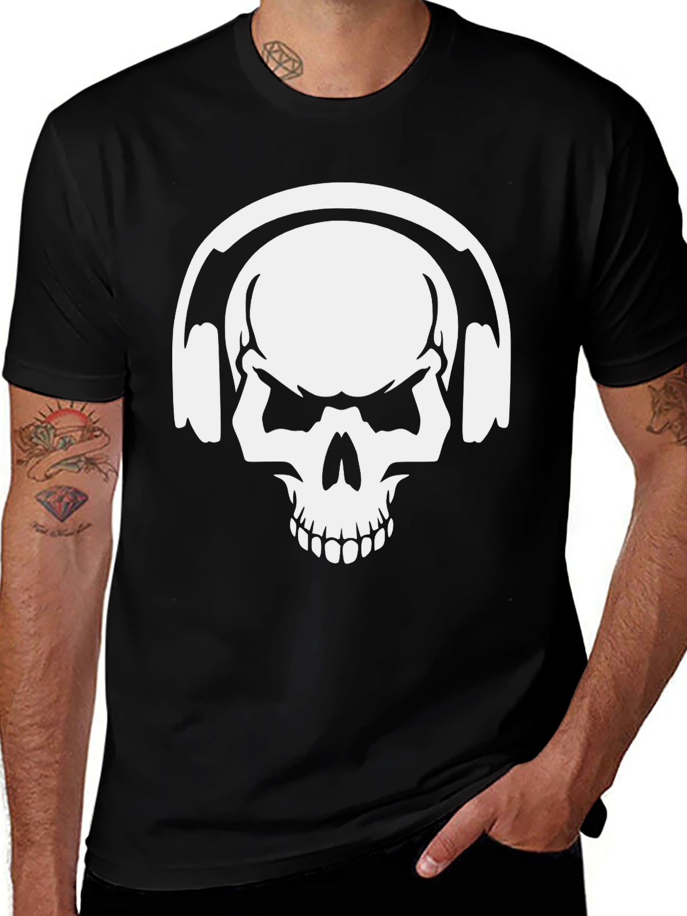 Skull Headphones Graphic T-Shirt