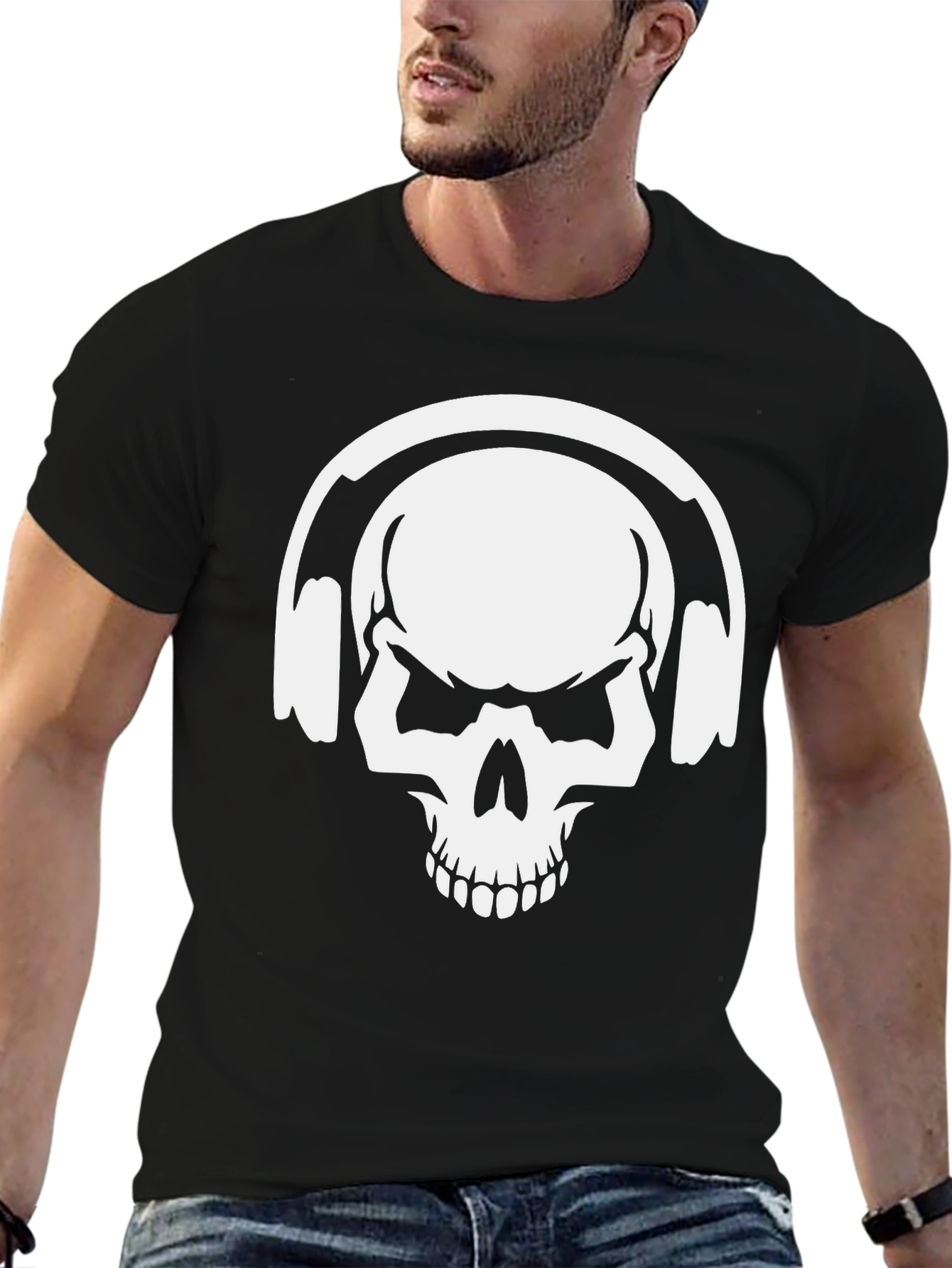 Skull Headphones Graphic T-Shirt