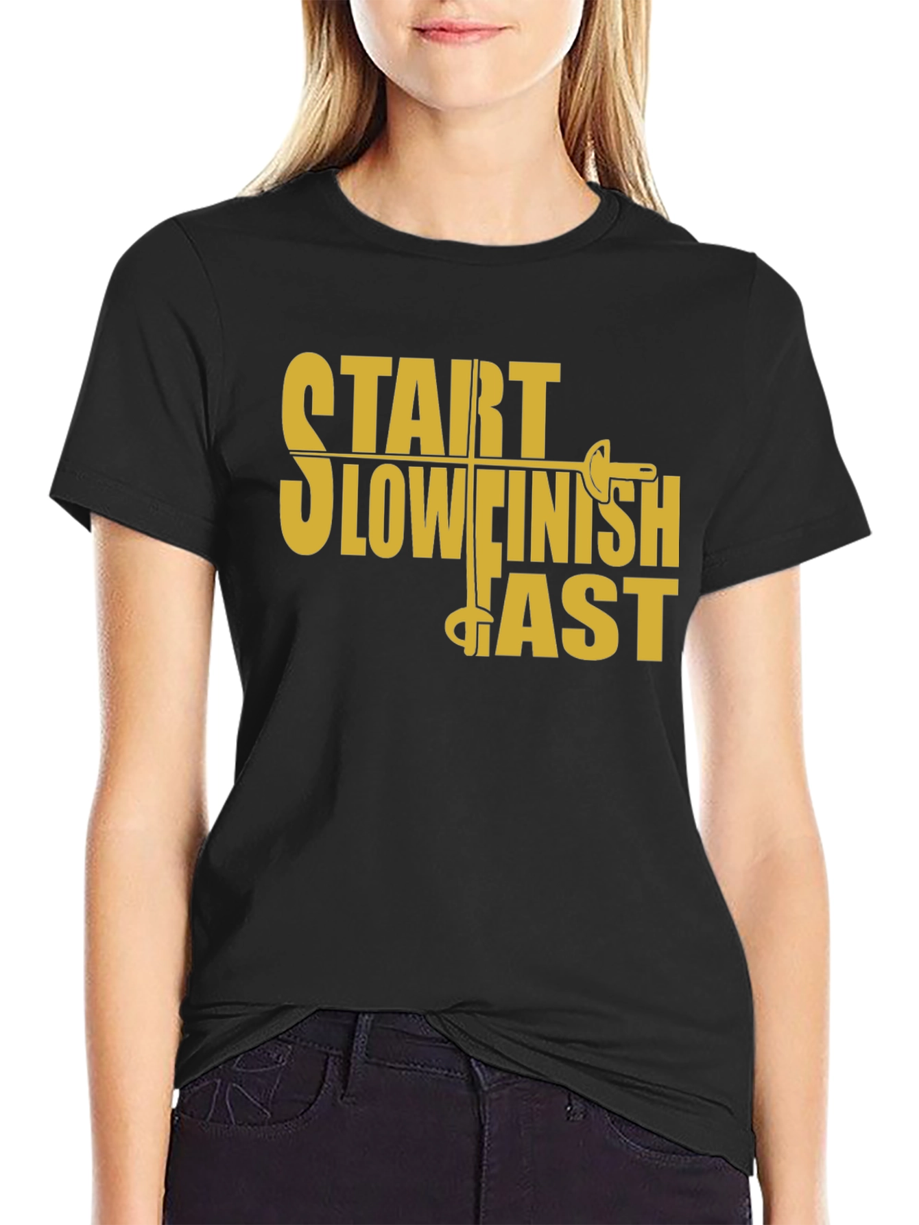 Start Slow Finish Fast Fencing T-Shirt