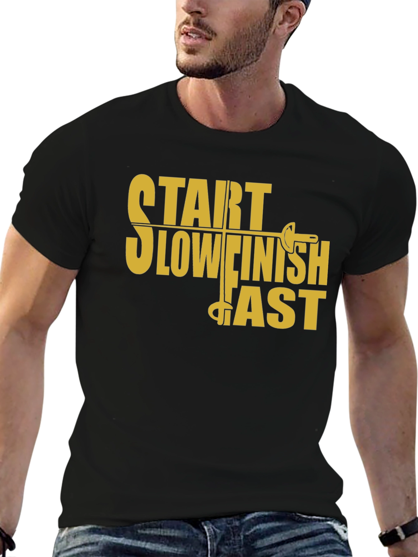 Start Slow Finish Fast Fencing T-Shirt