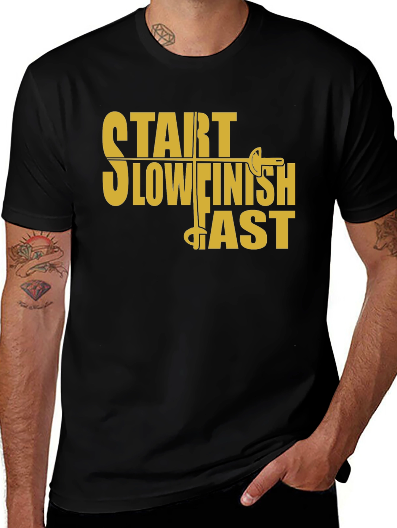 Start Slow Finish Fast Fencing T-Shirt