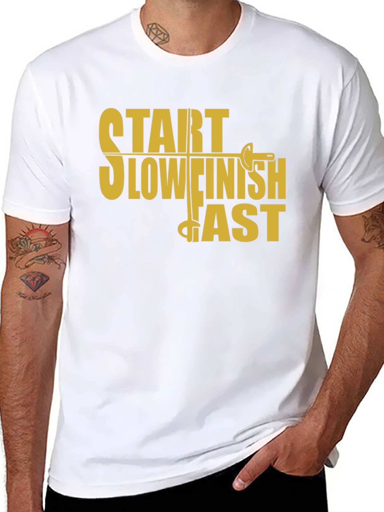 Start Slow Finish Fast Fencing T-Shirt