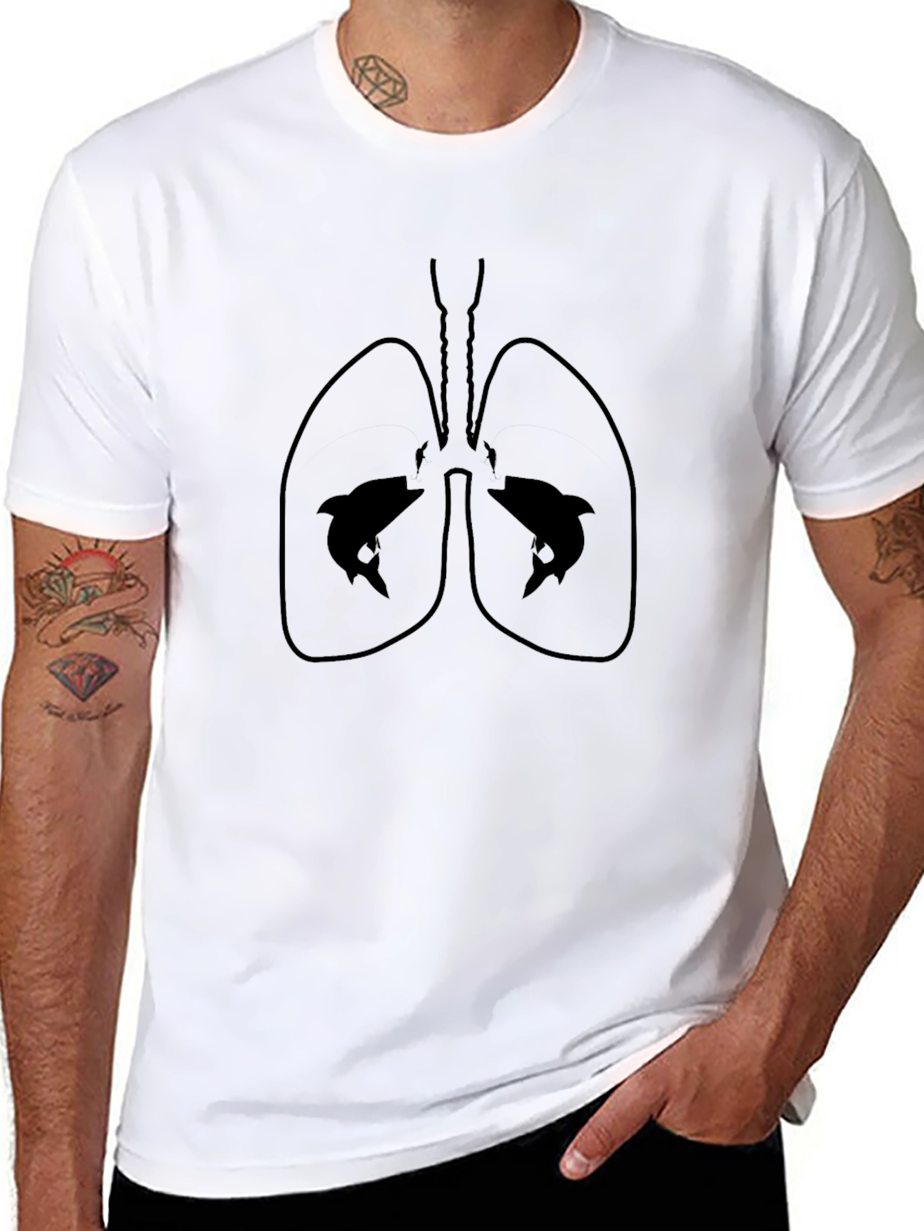 Dolphin Lung Graphic Black T-Shirt
