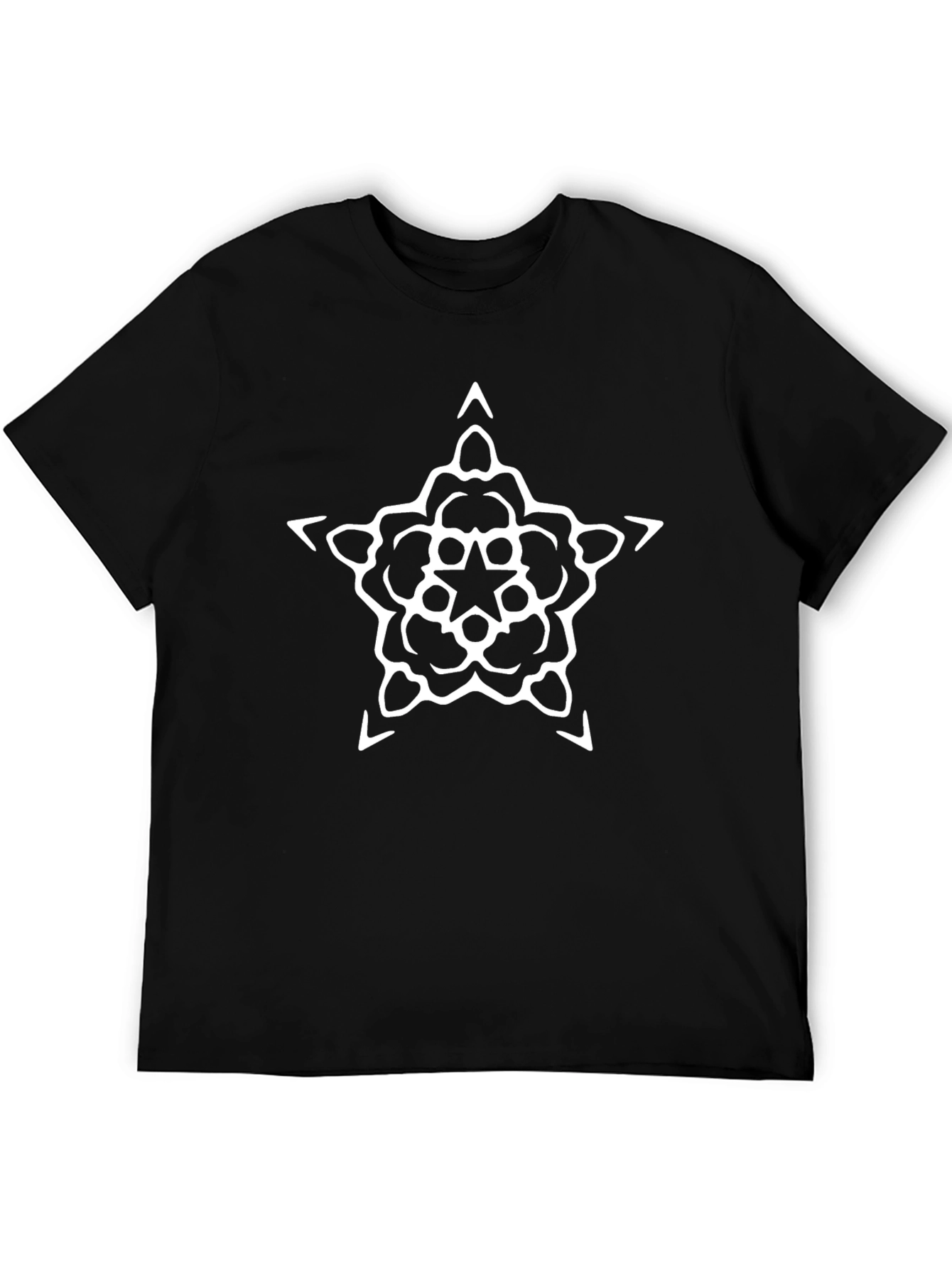 Unique Star Pattern Black T-Shirt