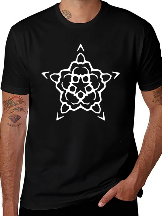Unique Star Pattern Black T-Shirt